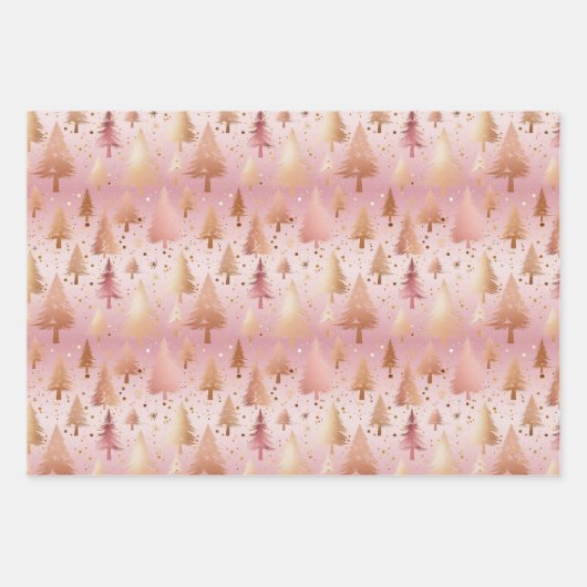 Niedlich rosa Rose Gold Treppen Festivals Muster Geschenkpapier Set (Vorderseite)