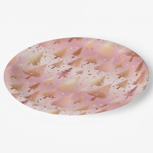 Niedlich rosa Rose Gold Treppen Festivals Muster Pappteller (Schrägansicht)