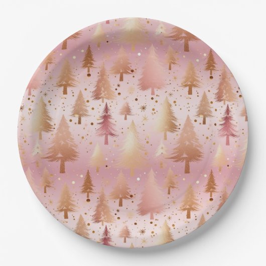 Niedlich rosa Rose Gold Treppen Festivals Muster Pappteller (Vorderseite)