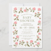 Niedlich-rosa Rosen Böhmische Blütenmädchen Dusche Einladung (Vorderseite)