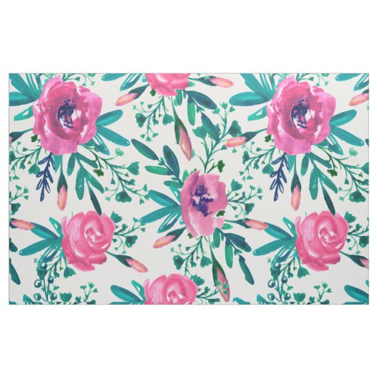 Niedlich rosa Rosen mit grünen Blättern Stoff (Fat Quarter (45,7 x 55,9 cm))