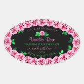 Niedlich rosa Rosenrahmen Elegante, schwarze Produ Ovaler Aufkleber (Vorderseite)