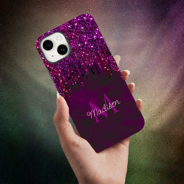 Niedlich Rosa Rot Einhorn Glitzer Tropfen Monogram Case-Mate iPhone Hülle