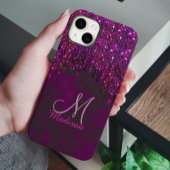 Niedlich Rosa Rot Einhorn Glitzer Tropfen Monogram Case-Mate iPhone Hülle