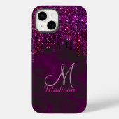 Niedlich Rosa Rot Einhorn Glitzer Tropfen Monogram Case-Mate iPhone Hülle (Rückseite)