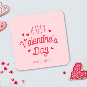 Niedlich rosa Rotes Herz Gutes Valentinstag Mitteilungskarte