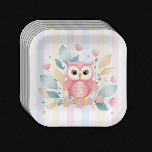 Niedlich rosa Schale Pastell Blumenmuster Babydusc Pappteller