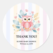 Niedlich rosa Schale Pastell Blumenmuster Babydusc Runder Aufkleber (Vorderseite)