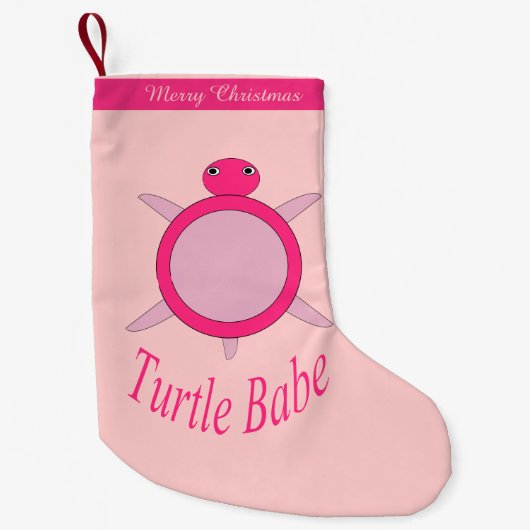 Niedlich rosa Schildkröte Babe Custom Strumpf Kleiner Weihnachtsstrumpf (Vorderseite)