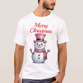 Niedlich rosa Schneemann T-Shirt (Vorderseite)