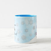 Niedlich rosa Schneeschuh Weihnachtsfeiertage Zweifarbige Tasse (Mittel)