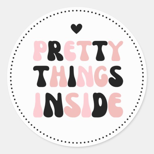 Niedlich rosa Schwarz hübsche Dinge innen Runder Aufkleber (Vorderseite)