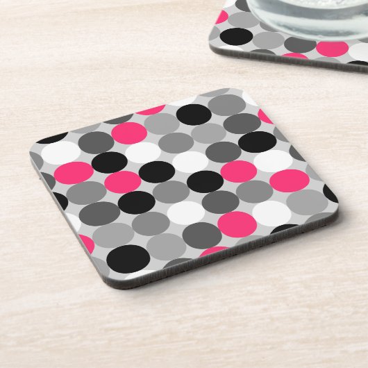 Niedlich rosa, schwarz-weiße Punkte Vektormuster Getränkeuntersetzer (Linke Seite)