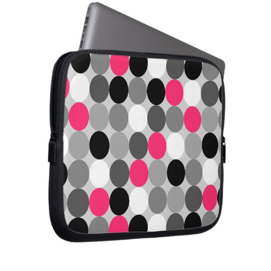 Niedlich rosa, schwarz-weiße Punkte Vektormuster Laptopschutzhülle (Vorne Rechts)