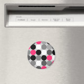 Niedlich rosa, schwarz-weiße Punkte Vektormuster Magnet (In Situ (Geschirrspüler))