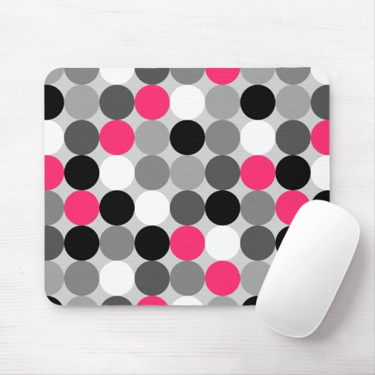 Niedlich rosa, schwarz-weiße Punkte Vektormuster Mousepad (Mit Mouse)