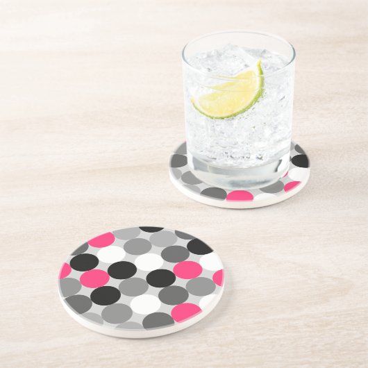Niedlich rosa, schwarz-weiße Punkte Vektormuster Sandstein Untersetzer (Seite)