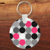 Niedlich rosa, schwarz-weiße Punkte Vektormuster Schlüsselanhänger (Vorderseite)