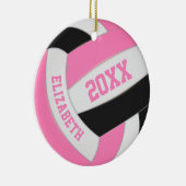 niedlich rosa Schwarz-weißer Gürtelvolleyball Keramik Ornament (Rechts)