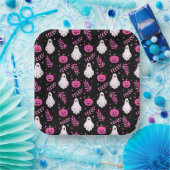 Niedlich rosa Schwarz-weißes Halloween-Party Pappteller (Party)