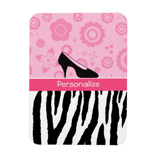 Niedlich rosa schwarze Schuhe Trendy Zebra Print m Magnet (Vertikal)