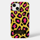 Niedlich rosa Schwarzer Glitzer Leopard Druckname Case-Mate iPhone Hülle (Rückseite)