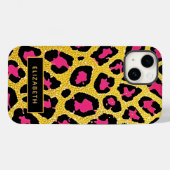 Niedlich rosa Schwarzer Glitzer Leopard Druckname Case-Mate iPhone Hülle (Rückseite (Horizontal))