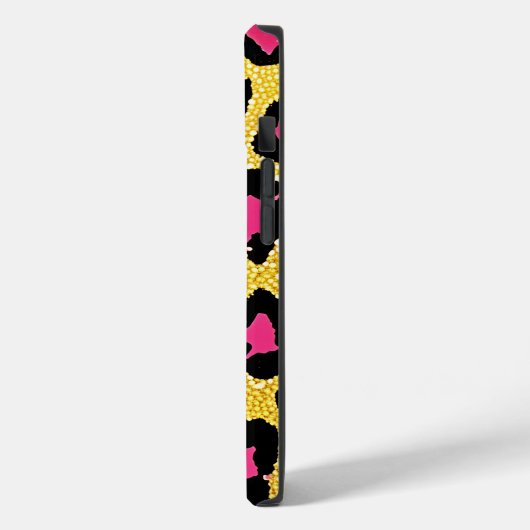 Niedlich rosa Schwarzer Glitzer Leopard Druckname Case-Mate iPhone Hülle (Rückseite / Links)
