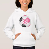 niedlich-rosa-schwarzer Mädchenfußball Hoodie (Vorderseite)