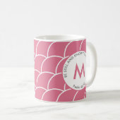 Niedlich rosa SEIN, UND Fish Scales Monogramm kenn Kaffeetasse (VorderseiteRechts)