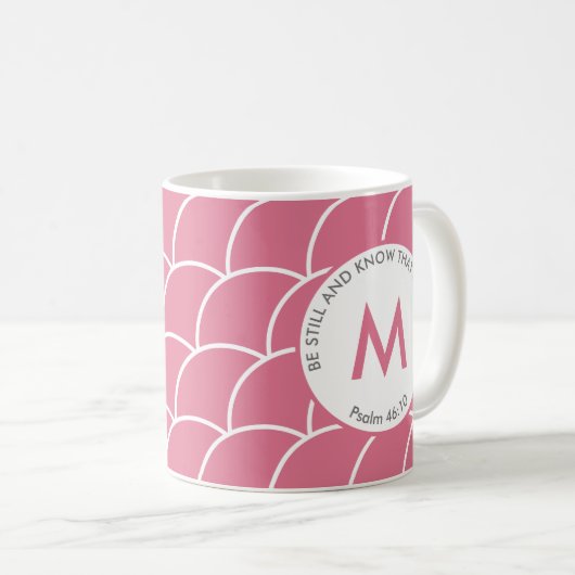 Niedlich rosa SEIN, UND Fish Scales Monogramm kenn Kaffeetasse (VorderseiteRechts)