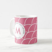 Niedlich rosa SEIN, UND Fish Scales Monogramm kenn Kaffeetasse (Vorderseite Links)