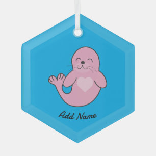 Niedlich rosa Siegel Ornament Aus Glas