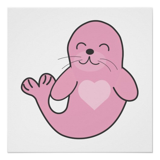 Niedlich rosa Siegel Poster (Vorderseite)