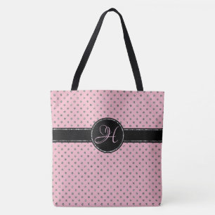 Niedlich rosa Silver Glitzer Polka Dot Monogramm g Tasche