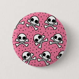 Niedlich rosa Skull Button