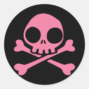 Niedlich rosa Skull Runder Aufkleber
