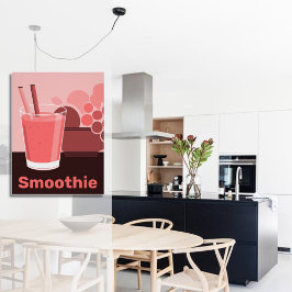 Niedlich rosa Smoothie Glas & Obst Poster