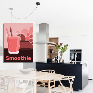 Niedlich rosa Smoothie Glas & Obst Poster