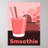 Niedlich rosa Smoothie Glas & Obst Poster (Vorne)