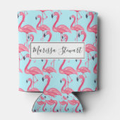 Niedlich rosa Sommer bemalt Flamingo Muster Blau Dosenkühler (Rückseite)
