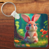 Niedlich rosa Sonnenblase auf grünem Gras Schlüsselanhänger (Vorderseite)