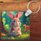 Niedlich rosa Sonnenblase auf grünem Gras Schlüsselanhänger (Rückseite)