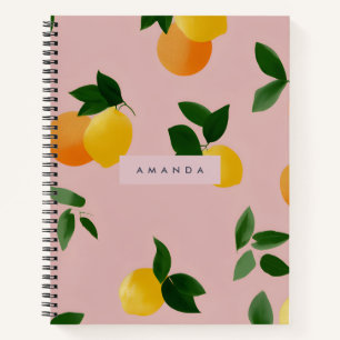 Niedlich rosa SpiralNotebook Lemon Orange Frucht Notizblock