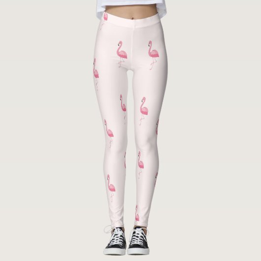 Niedlich rosa stehende Flamingo-Leggings Leggings (Vorderseite)