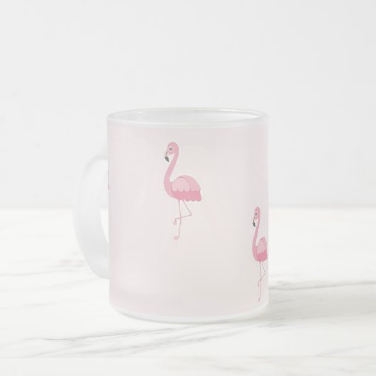 Niedlich rosa stehendes Flamingo Mattglastasse (Vorderseite Links)