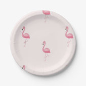 Niedlich rosa stehendes Flamingo Pappteller (Vorderseite)