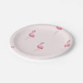 Niedlich rosa stehendes Flamingo Pappteller (Schrägansicht)