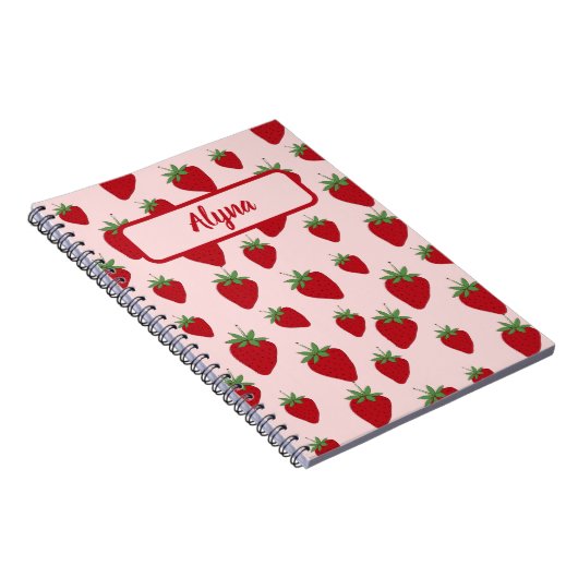 Niedlich rosa Strawberry Muster Alyna Name Noteboo Notizblock (Rechte Seite)