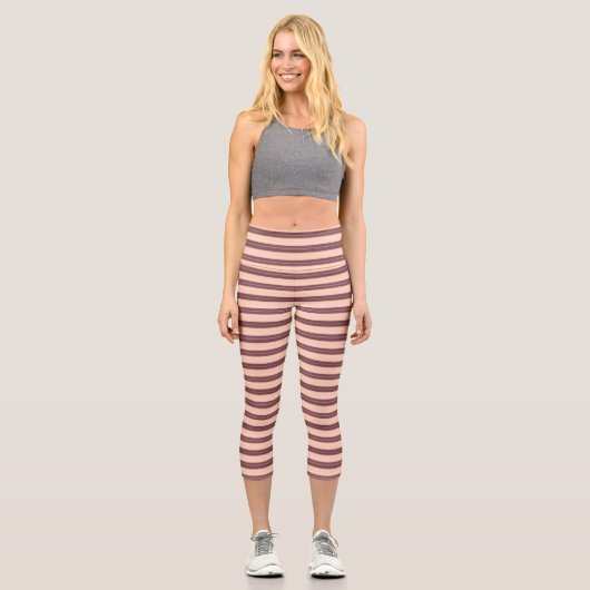 Niedlich rosa Streifen Capri Leggings (Vorderseite)